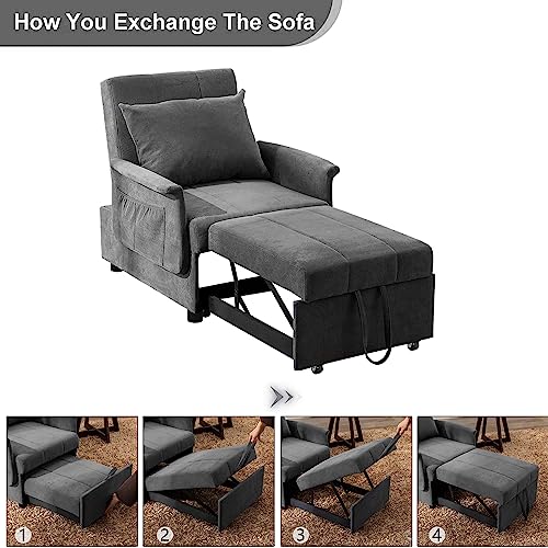 BINGTOO Sleeper Sofa Chair Bed 3 in 1 Convertible Chair Multi-Function Folding Ottoman Sleeper, Pull Out Sleeper Chair Bed- Modern Convertible Chair Bed Pull Out Sleeper Couch Bed for Living Room