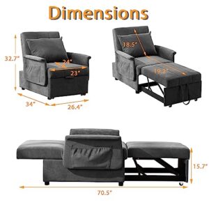 BINGTOO Sleeper Sofa Chair Bed 3 in 1 Convertible Chair Multi-Function Folding Ottoman Sleeper, Pull Out Sleeper Chair Bed- Modern Convertible Chair Bed Pull Out Sleeper Couch Bed for Living Room