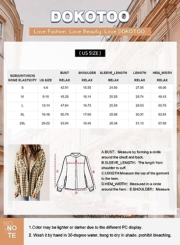 Dokotoo Womens Winter Plaid Jackets for Women Fashion Fall Button Down Long Sleeve Sherpa Shacket Jacket Women Fleece Hooded Coats Outerwear Oversized Flannel Shirts for Women with Pockets Black S