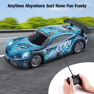 Remote Control Cars for 3-12 Years Old Boys, 1:22 Light Up Remote Control Racing Easter Kids Toys, Mini RC Racing Cars Boys Girls Cool Christmas Birthday Gift (Blue)