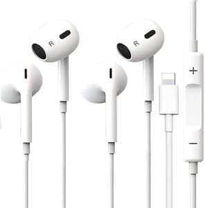 2 pack earphones for iphone,headphones,in-ear stereo noise isolating earbuds, mic and volume control compatible with iphone 14/14 pro/13/13 pro/12/12 pro/se/11/11 pro max/xs max/x/xr/8/7