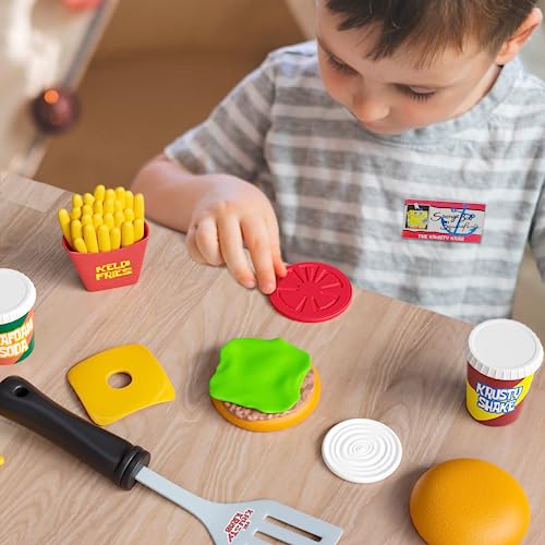 Lollipop Spongebob Kids Kitchen Playset - Interactive Play Food with 2 Krabby Patty Burgers, Seafoam Shake, Kelp Fries, Spongebob Toys Kitchen Set for Kids Ages 3-5