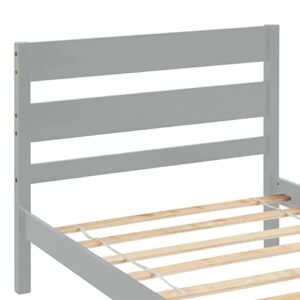 Tensun Twin Bed with Headboard and Footboard,Wooden Bed Frame for Girls Boys,No Box Spring Needed, Easy Assembly,Grey