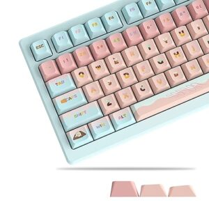 xvx pbt keycaps pink cute keycaps, 5-side dye-sublimation custom keycaps cherry profile 144 keys keycaps set for 61/64/68/84/87/100/104/108 cherry mx mechanical keyboard