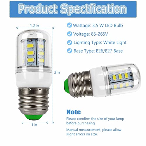 Yooank AC100-265v 3.5w Refrigerator Bulb 5304511738 for Frigidaire Replacement Light Bulb Kei D34l Refrigerator PS12364857 AP6278388 4584444 - White Light