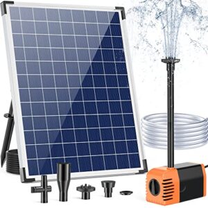 antfraer solar water pump, 25w solar fountain pump 410gph+ flow adjustable with pvc tubing & 17ft long cord submersible solar water fountain kit for pond fish pond garden waterfall hydroponics pool