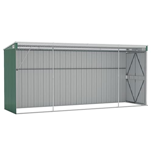 Aisifx Wall-Mounted Garden Shed Green 46.5"x150.4"x70.1" Galvanized Steel