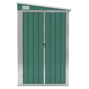 Aisifx Wall-Mounted Garden Shed Green 46.5"x150.4"x70.1" Galvanized Steel