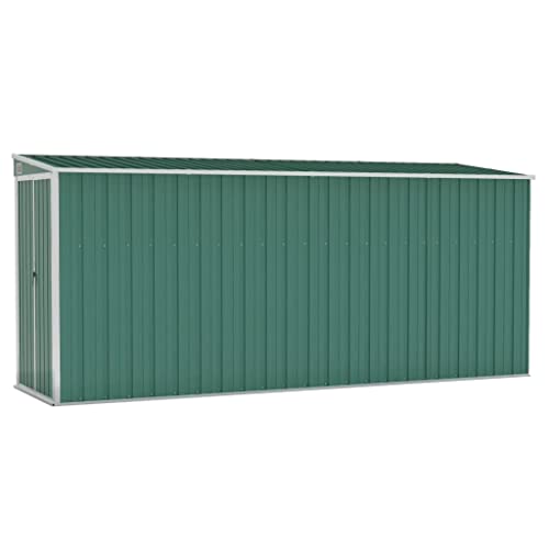 Aisifx Wall-Mounted Garden Shed Green 46.5"x150.4"x70.1" Galvanized Steel