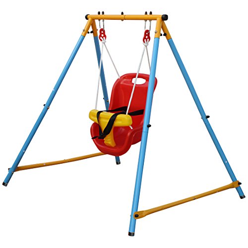 Toddler Swing,Swing Set with Metal Stand and Safety Belt for Backyard,Baby Swings Outdoor & Indoor for Infants to Toddler,Indoor Swing for Kids 9 Month+