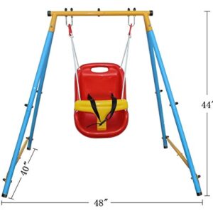 Toddler Swing,Swing Set with Metal Stand and Safety Belt for Backyard,Baby Swings Outdoor & Indoor for Infants to Toddler,Indoor Swing for Kids 9 Month+