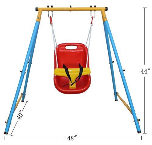 Toddler Swing,Swing Set with Metal Stand and Safety Belt for Backyard,Baby Swings Outdoor & Indoor for Infants to Toddler,Indoor Swing for Kids 9 Month+