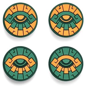 switch thumb grips joystick caps compatible with nintendo switch/oled/lite controller accessories, funlab cute silicone analog stick cover for zelda fans, 4pcs - green & yellow eyes