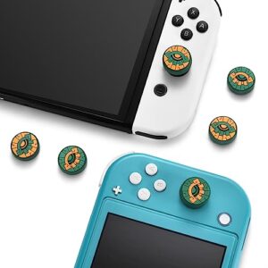 Switch Thumb Grips Joystick Caps Compatible with Nintendo Switch/OLED/Lite Controller Accessories, FUNLAB Cute Silicone Analog Stick Cover for Zelda Fans, 4PCS - Green & Yellow Eyes