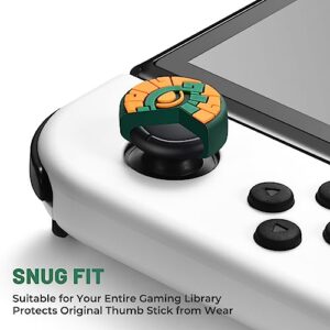 Switch Thumb Grips Joystick Caps Compatible with Nintendo Switch/OLED/Lite Controller Accessories, FUNLAB Cute Silicone Analog Stick Cover for Zelda Fans, 4PCS - Green & Yellow Eyes