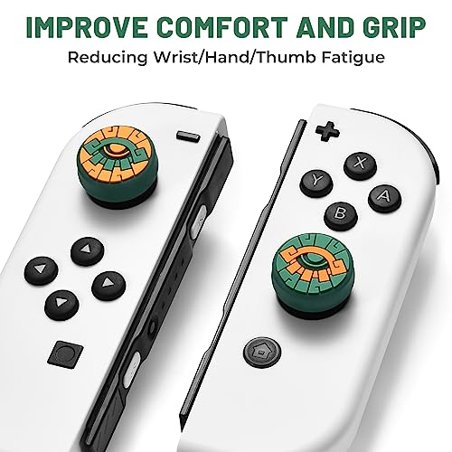 Switch Thumb Grips Joystick Caps Compatible with Nintendo Switch/OLED/Lite Controller Accessories, FUNLAB Cute Silicone Analog Stick Cover for Zelda Fans, 4PCS - Green & Yellow Eyes