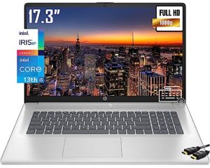 hp 2023 flagship 17 laptop, 17.3" ips fhd(1920 x 1080) display, 13th intel 10-core i5-1335u(beats i7-1260u), iris xe graphics, bluetooth 5.3, backlit kb, window 11 home(36gb|1tb ssd)