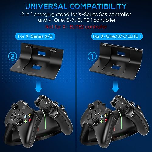 Xbox Controller Charger Station with 2x1400mAH Rechargeable Battery Packs,Charging Station Dock for Xbox Series X/S/One/Elite Wireless Controller Charger Games Accessories