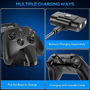 Xbox Controller Charger Station with 2x1400mAH Rechargeable Battery Packs,Charging Station Dock for Xbox Series X/S/One/Elite Wireless Controller Charger Games Accessories