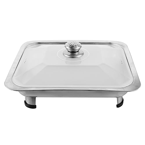 Metal Tray Chafing Dish Buffet Chafer Set Stainless Steel Chafing Food Pans Food Display Stand Chafing Servers with Covers Flat Rectangular Warming Trays for Steam Table A