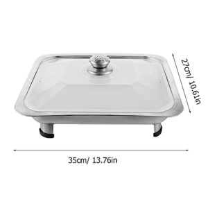 Metal Tray Chafing Dish Buffet Chafer Set Stainless Steel Chafing Food Pans Food Display Stand Chafing Servers with Covers Flat Rectangular Warming Trays for Steam Table A