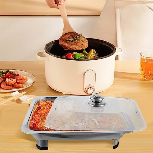 Metal Tray Chafing Dish Buffet Chafer Set Stainless Steel Chafing Food Pans Food Display Stand Chafing Servers with Covers Flat Rectangular Warming Trays for Steam Table A