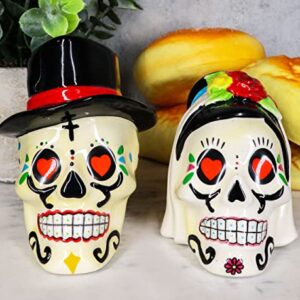 "Home Décor Accents" Day Of The Dead Wedding Bride And Groom Skulls Salt Pepper Shakers Set - Home Accents 33-kl1-1025