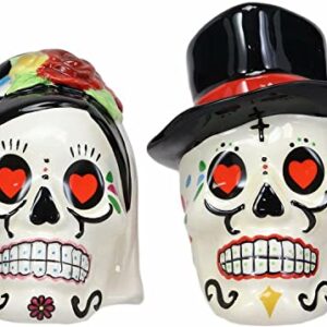 "Home Décor Accents" Day Of The Dead Wedding Bride And Groom Skulls Salt Pepper Shakers Set - Home Accents 33-kl1-1025