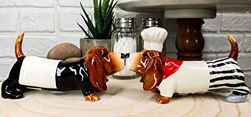 "Home Décor Accents" French Basset Hound Chef And Butler Dogs Ceramic Salt Pepper Shakers Set - Home Accents 33-kl1-8995