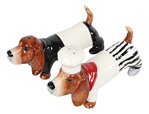 "Home Décor Accents" French Basset Hound Chef And Butler Dogs Ceramic Salt Pepper Shakers Set - Home Accents 33-kl1-8995