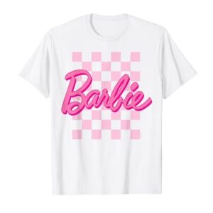 Barbie - Barbie Logo Checkered Background T-Shirt