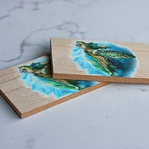 Kaanapali Beach Hawaii Beach Souvenir 2" x 3" Wooden Fridge Magnet Turtle Design Single