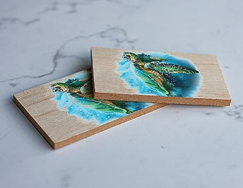 Kaanapali Beach Hawaii Beach Souvenir 2" x 3" Wooden Fridge Magnet Turtle Design Single