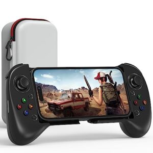 tishore mobile gaming controller for iphone-with a hard travel case bluetooth wireless gamepad 25 hours ultra-long standby- xbox cloud, steam link, ps remote play,geforce now, mfi apple arcade games