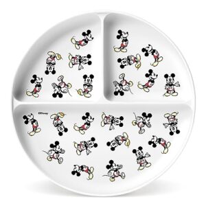 simple modern disney silicone plate for baby and toddler | divided and microwave safe plates for kids | parker collection | mickey mouse retro