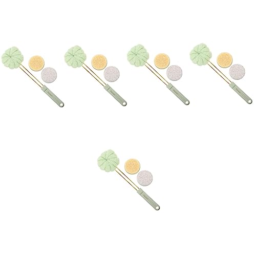 Healvian 5 Sets Double Sided Shower Brush Body Massage Tools Massaging Tools Body Exfoliator Brush Handled Scrub Brush for Shower Back Scrubber for Shower Dry Skin Long Handle Back Scrubber