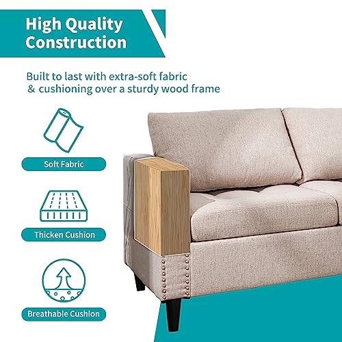 BALUS Reversible Sectional Couch Set 3 Seat L Shaped Modular Sofa Bed with Flexible Storage Ottoman Chaise Modern Sofa Couches for Living Room Apartment Office - Beige