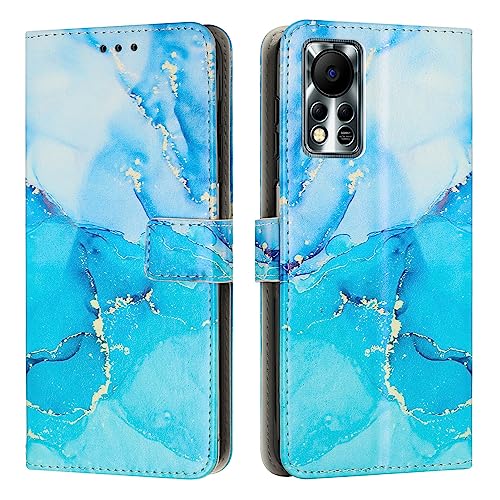 Phone Back Cover Compatible With Infinix Hot 11s NFC Card Slot Holder Flip Phone Case Marble Wallet Phone Case Compatible Wrist Strap Phone Leather Case Compatible With Infinix Hot 11s NFC Case Cover