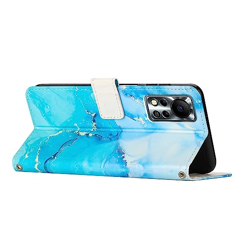 Phone Back Cover Compatible With Infinix Hot 11s NFC Card Slot Holder Flip Phone Case Marble Wallet Phone Case Compatible Wrist Strap Phone Leather Case Compatible With Infinix Hot 11s NFC Case Cover