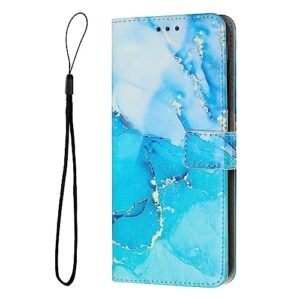 Phone Back Cover Compatible With Infinix Hot 11s NFC Card Slot Holder Flip Phone Case Marble Wallet Phone Case Compatible Wrist Strap Phone Leather Case Compatible With Infinix Hot 11s NFC Case Cover