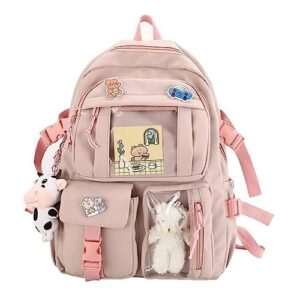 chenlee kawaii backpack rucksack aesthetic student bookbags with kawaii pin and pendants accessories for teen girls