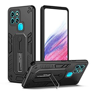 phone case case compatible with infinix smart 6 2021/x6511b /x6511/x6511e case heavy duty shock absorption full body protective case tpu rubber and hard pc phone case cover with retractable hand strap