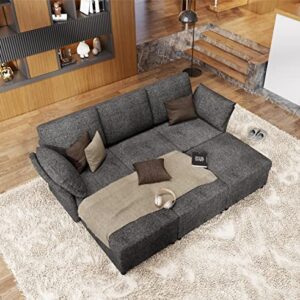 AMERLIFE Sectional Sofa, Modular Sectional Couch with Ottomans- 6 Seat Sofa Couch for Living Room, Convertible U Shaped Couch with Chaise, Oversize W107 xD54 xH37 Dark Grey