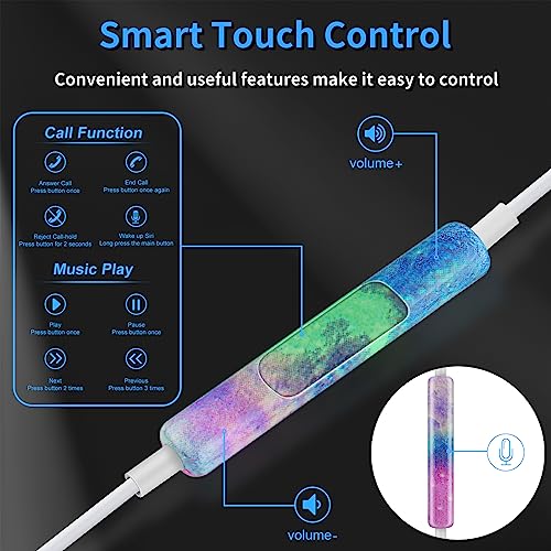 Aolcev 3.5mm Wired Headphones, Hi-Fi Stereo Earphones Noise Cancelling, in-Ear 3.5mm Jack Earbuds with Mic Volume Control for Samsung A13 A52s, Galaxy S10+, Android, iPad, Computer, Laptop, Purple