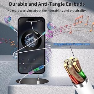 Aolcev 3.5mm Wired Headphones, Hi-Fi Stereo Earphones Noise Cancelling, in-Ear 3.5mm Jack Earbuds with Mic Volume Control for Samsung A13 A52s, Galaxy S10+, Android, iPad, Computer, Laptop, Purple