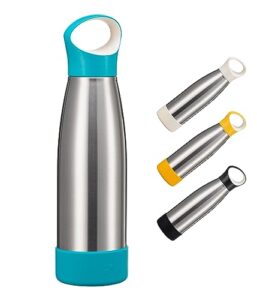insulated stainless steel water bottle with silicon base-reusable water bottle-metal vacuum flask-modern leakproof sport thermos ideal for sports&gym/travel | keeps drinks cold/hot 24hours-25oz teal