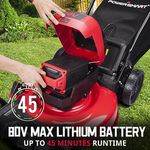 PowerSmart 80V MAX 21" Cordless Lawn Mower, 3-in-1 Brushless Electric Lawn Mower with 6.0Ah Lithium-ion Battery & Charger (DB2821)