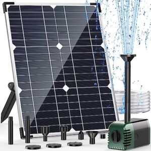 antfraer solar water pump, 20w solar water fountain pump 320gph+ flow adjustable with 16.5ft cord, 7 nozzles solar fountain pump for pond fish pond garden waterfall pool hydroponics diy water features