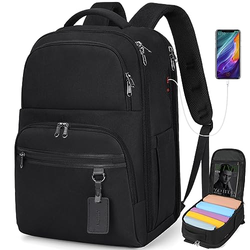 NUBILY Laptop Backpack 17 Inch Large Business Travel Backpacks for Men Women Waterproof Computer Backpack for Work College Bookbag TSA Friendly Carry on Backpack with USB Port, Black