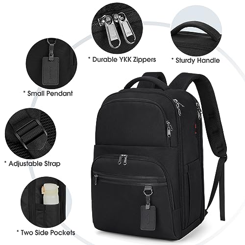 NUBILY Laptop Backpack 17 Inch Large Business Travel Backpacks for Men Women Waterproof Computer Backpack for Work College Bookbag TSA Friendly Carry on Backpack with USB Port, Black